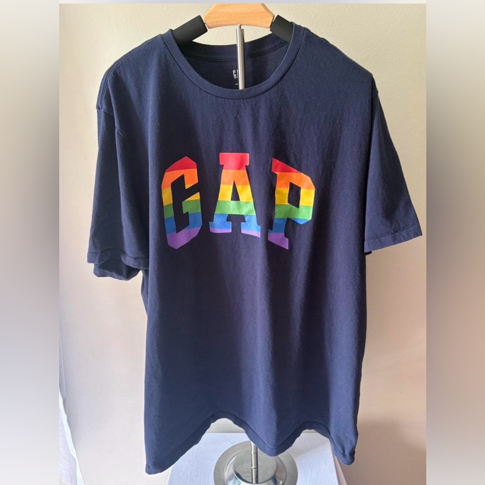 GAP Navy Tee with Rainbow Logo